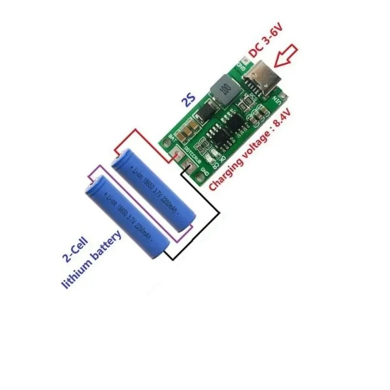 Lithium Battery Charger Module (2S 18650 - 8.4V - 2A) USB Type C
