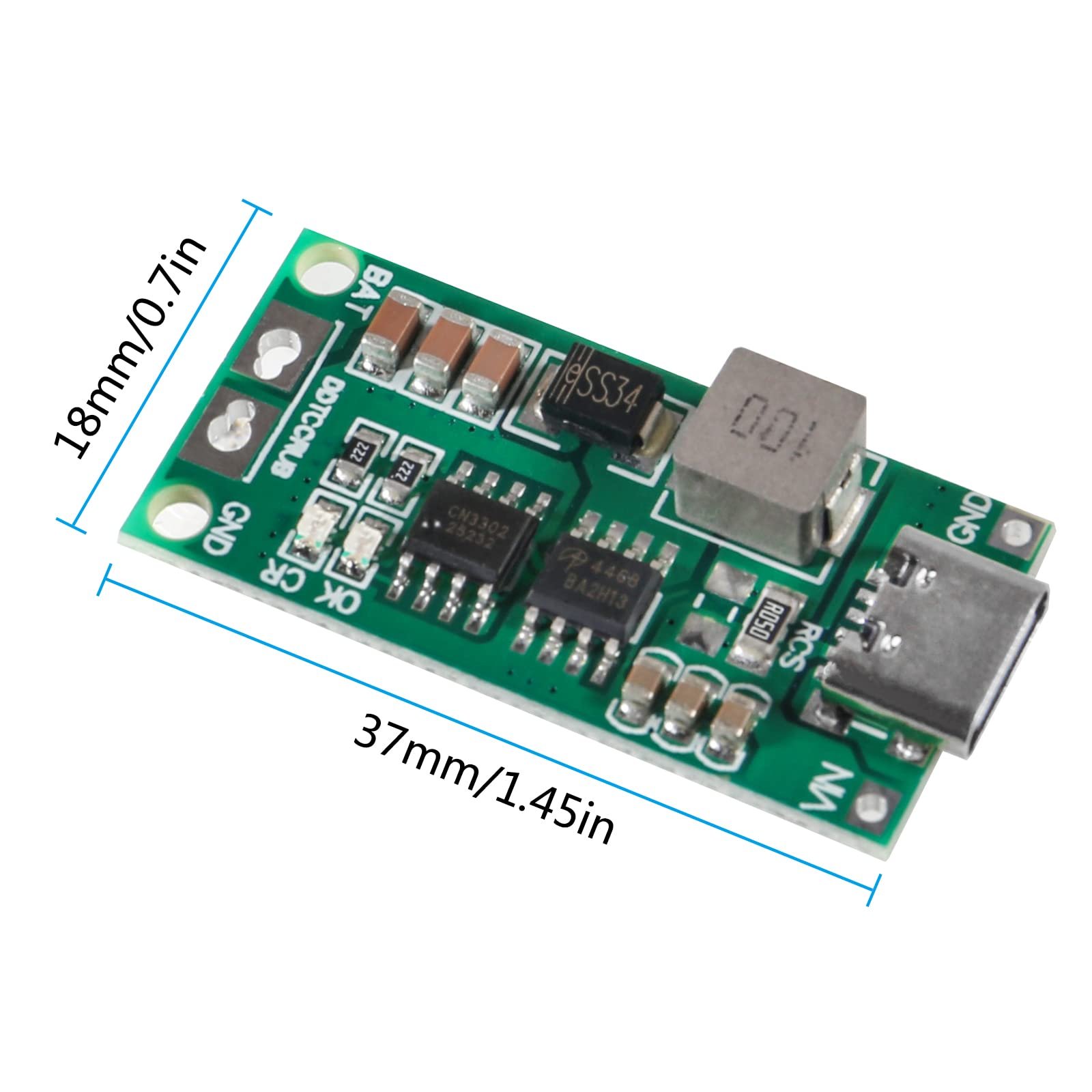 Lithium Battery Charger Module (2S 18650 - 8.4V - 2A) USB Type C
