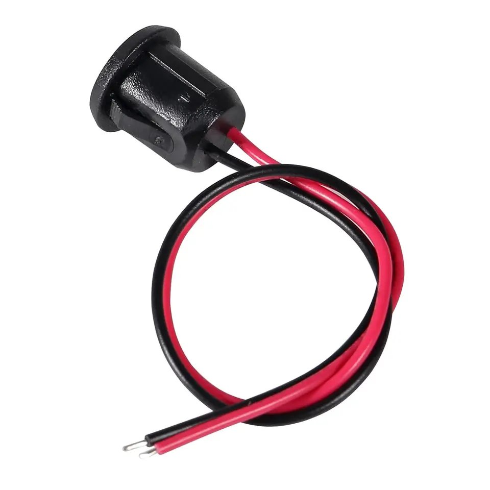 Round Female Type C Socket Connector With Wire 2Pin Waterproof Jack Charging Port (Black)
