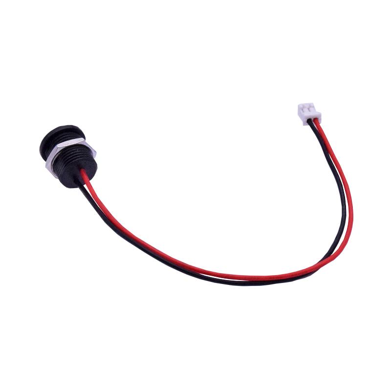 Round Female Type C Socket Connector With Wire 2Pin and nut Waterproof Jack Charging Port (Black)