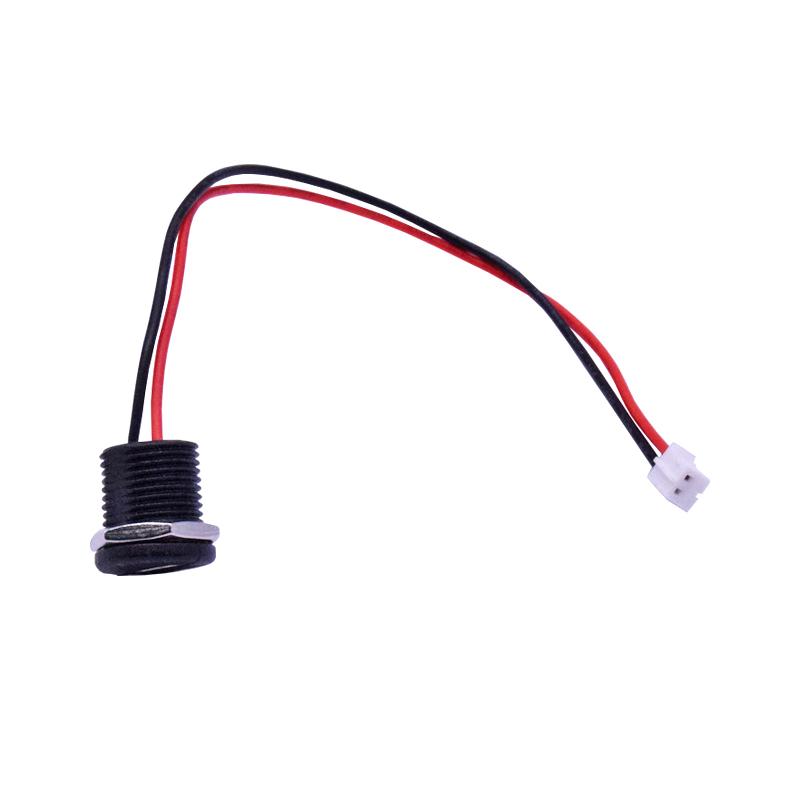 Round Female Type C Socket Connector With Wire 2Pin and nut Waterproof Jack Charging Port (Black)