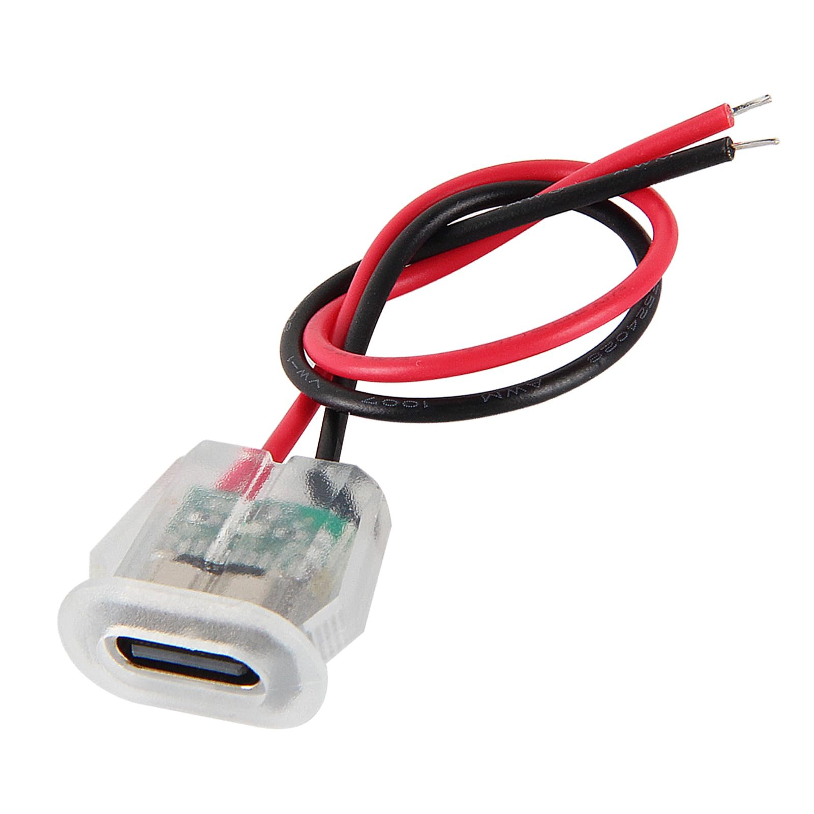 Female Type C Socket Connector With Led and Wire 2Pin Waterproof Jack Charging Port