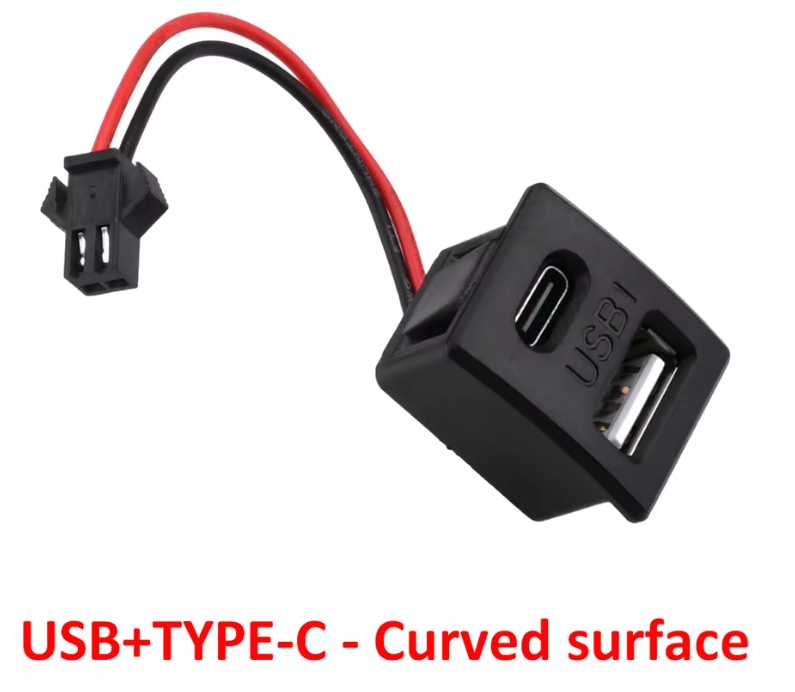USB Female Spcket With Type-C Charging Socket Power Socket with Cable Connector USB Charger Port