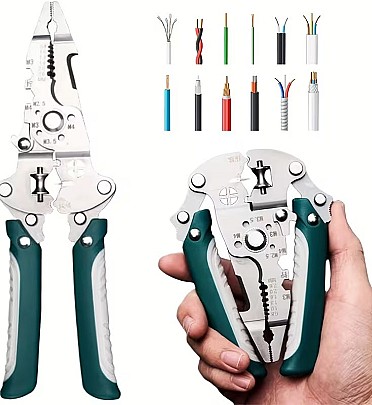 18-in-1 Heavy-Duty Wire Stripping Pliers, Foldable Design, High-carbon Steel Precision Tool for Comfortable Grip Wire Stripping, Cutting, Pulling, Crimping