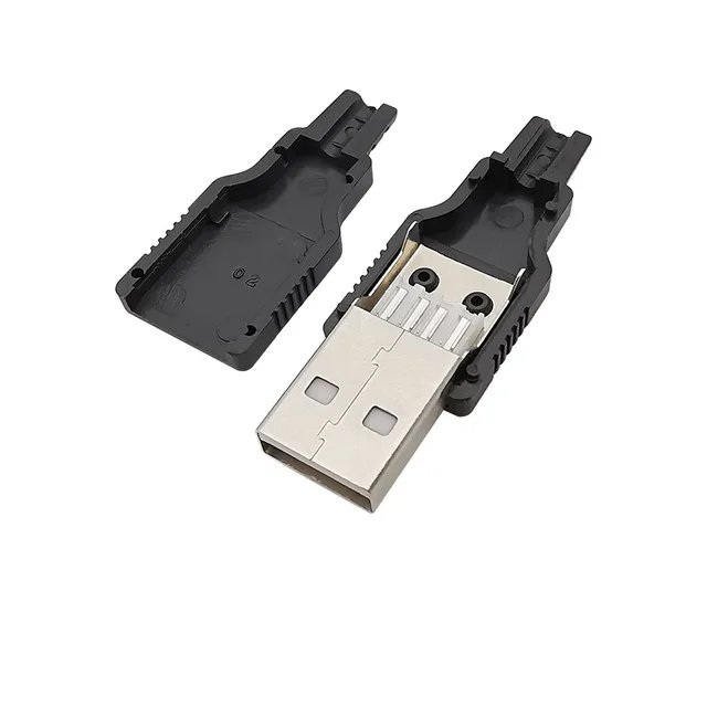 USB Type-A Male Plug 4-pin Connector Jack With Plastic Cover