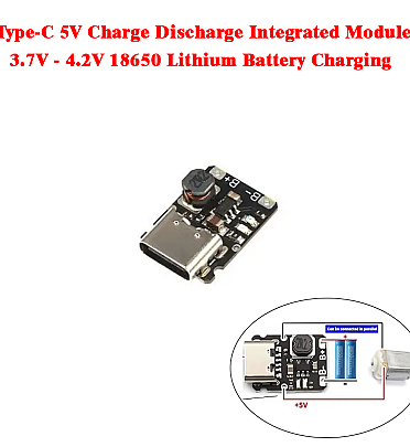 Small Type C Charge and Boost 5V Module 3.7V - 4.2V 18650 Lithium Battery Charging