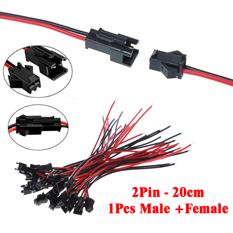Pair JST SM Connector Wire Cable Male & Female (2Pin-2.54mm) - 20cm