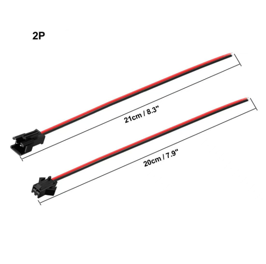 Pair JST SM Connector Wire Cable Male & Female (2Pin-2.54mm) - 20cm