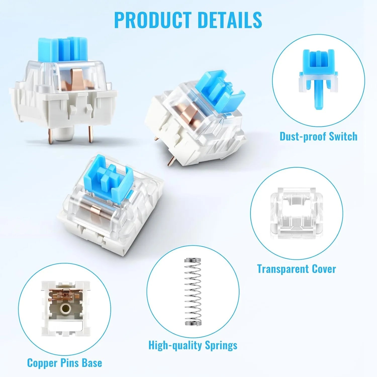 Mechanical Keyboard Switch - Clicker Key for LED Gaming Keyboards - Mixed Color