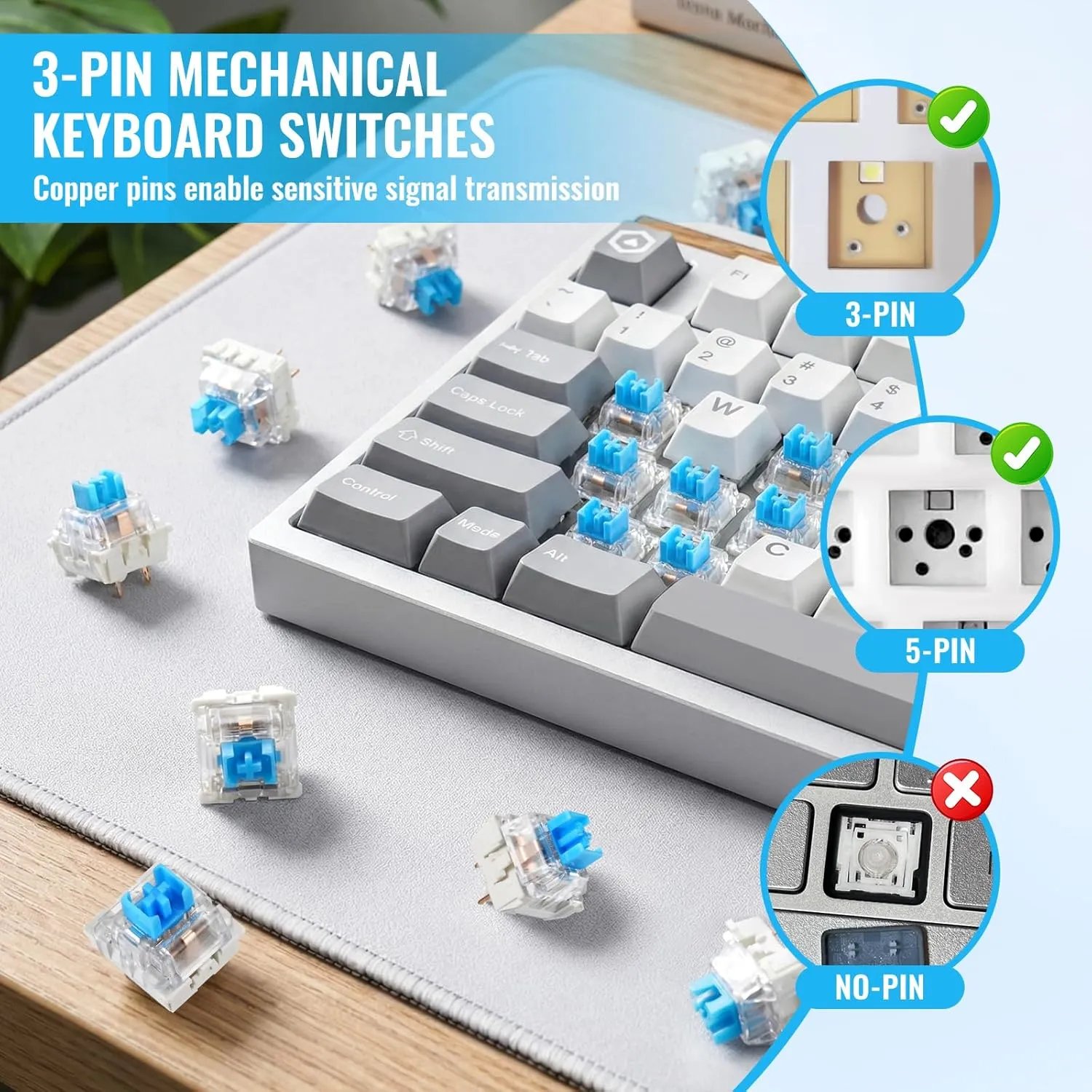 Mechanical Keyboard Switch - Clicker Key for LED Gaming Keyboards - Mixed Color