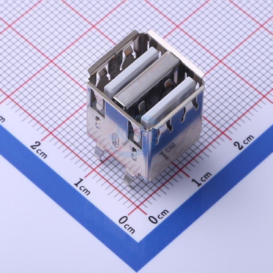 Vertical Dual USB 2.0 Jack Female 180 Degree USB Connector - 8PIN