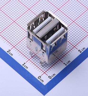 Vertical Dual USB 2.0 Jack Female 180 Degree USB Connector - 8PIN