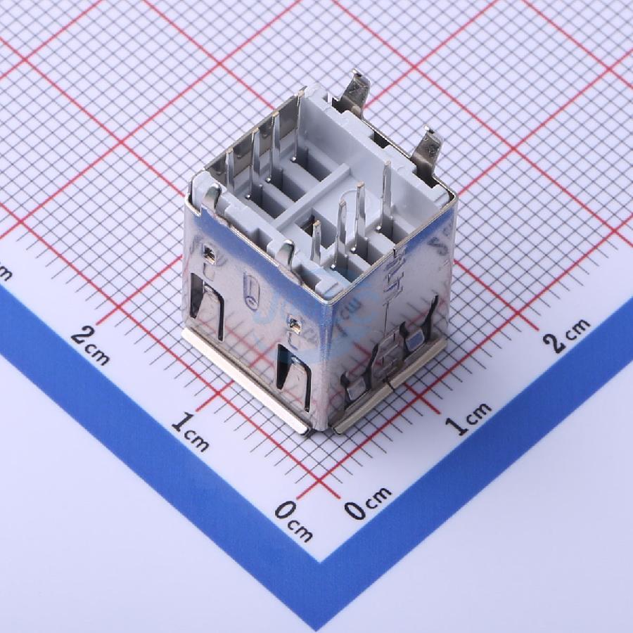 Vertical Dual USB 2.0 Jack Female 180 Degree USB Connector - 8PIN