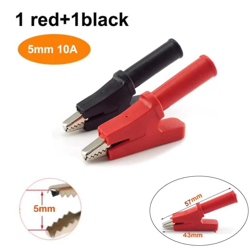 Crocodile 57mm Female Banana Plug 4mm - 10A (2Pcs) Red + Black