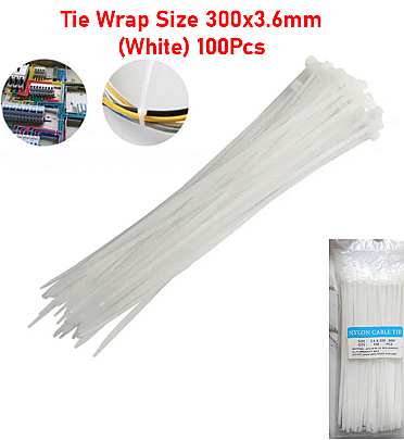 Tie Wrap Size 300x3.6mm (White) 100Pcs