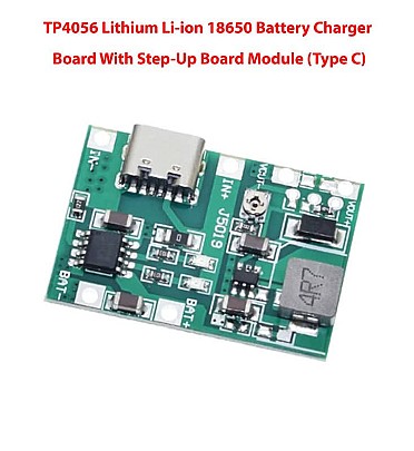 TP4056 Lithium Li-ion 18650 Battery Charger Board With Step-Up Board Module (Type C)
