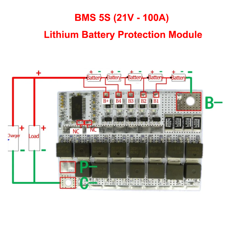 BMS 5S (21V - 100A) Lithium Battery Protection Module