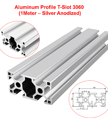 Aluminum Profile Extrusion T-Slot 3060 (1M – Silver Anodized)
