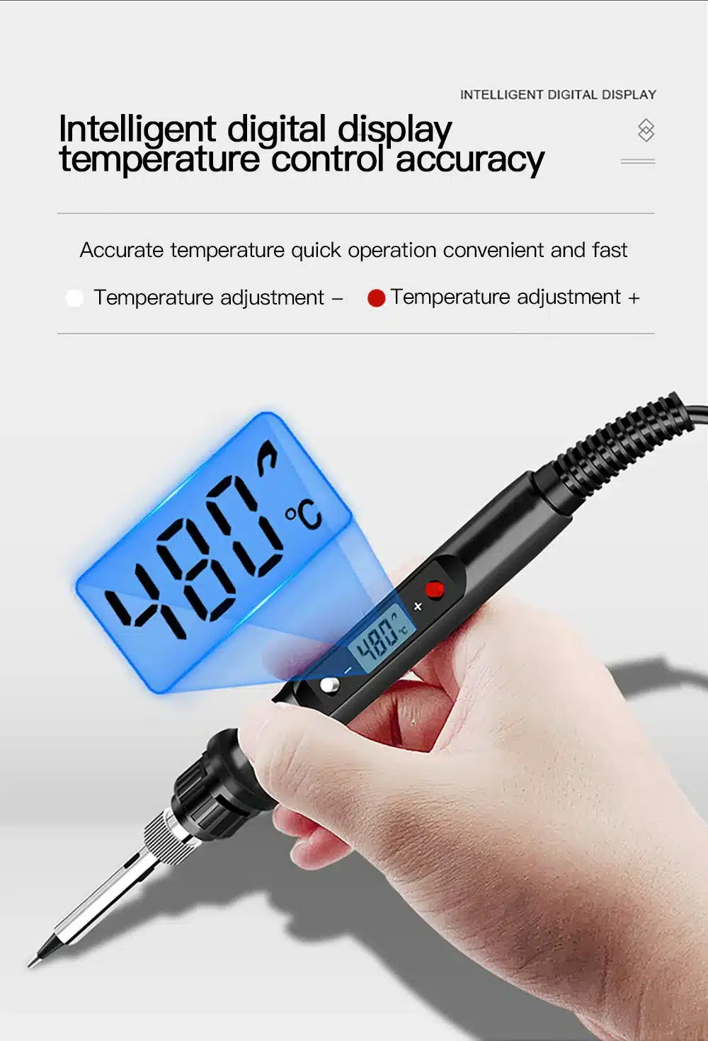 Digital Display Adjustable Temperature Soldering Iron 60W (936H)