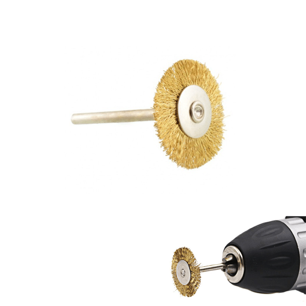 Round Disc Brass Wire Brush Fits For Dremel Rotary 1/8" (3mm) Shank