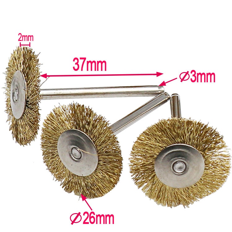 Round Disc Brass Wire Brush Fits For Dremel Rotary 1/8" (3mm) Shank