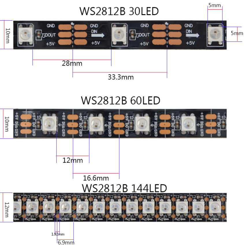 Led Strip WS2811 Programmed Addressable RGB 5050 LED soft strip WaterProof IP65 (60Led/M - 12V)