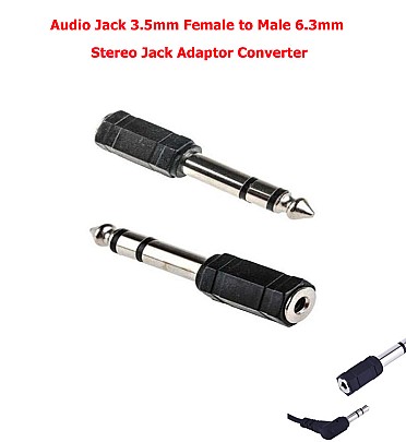 Audio Jack 3.5mm Female to Male 6.3mm Stereo Jack Adaptor Converter
