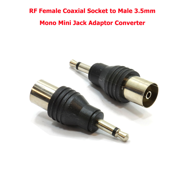 RF Female Coaxial Socket to Male 3.5mm Mono Mini Jack Adaptor Converter
