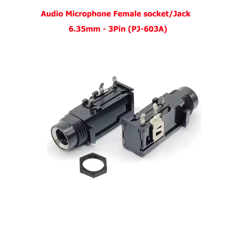 Audio Microphone Female socket/Jack - 6.35mm -Mono- 3Pin (PJ-603A)