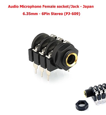 Audio Microphone Female socket/Jack - Japan -6.35mm - 6Pin Stereo (PJ-609)