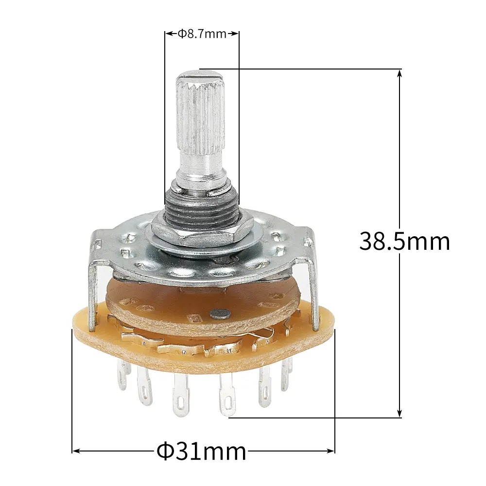 Rotary Switch Selector 2 Pole 6 Position 2P6T