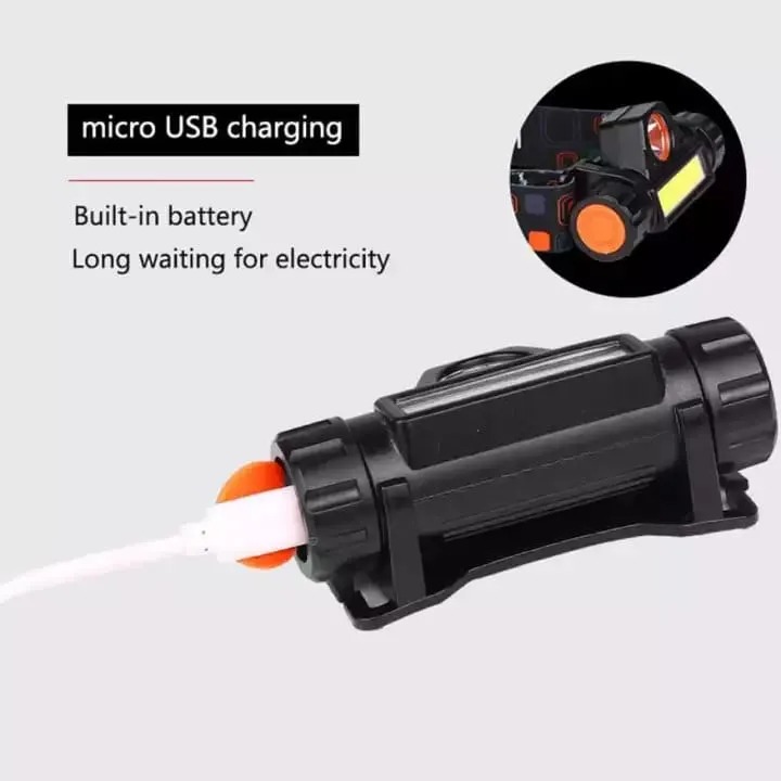 LED Head Lamp COB Rechargeable Waterproof with Built-in Battery