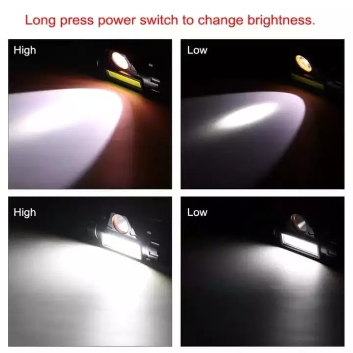 LED Head Lamp COB Rechargeable Waterproof with Built-in Battery