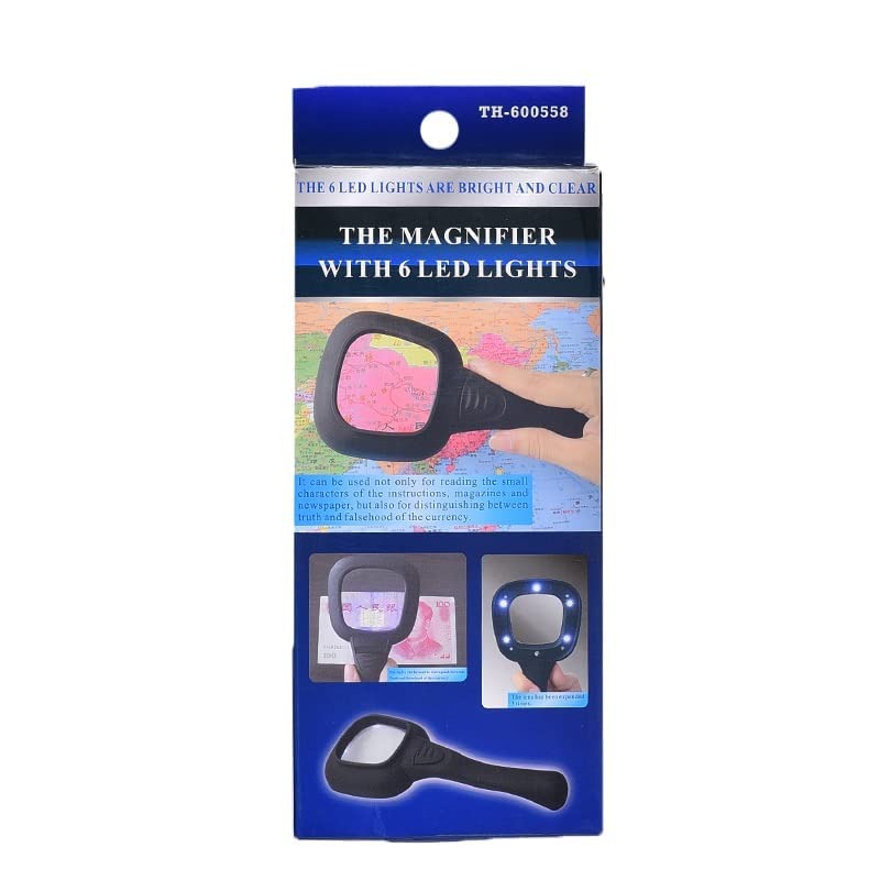 Handheld Magnifier Glass with Light 5 LED + 1 UV LED Inspection (TH-600558-2)