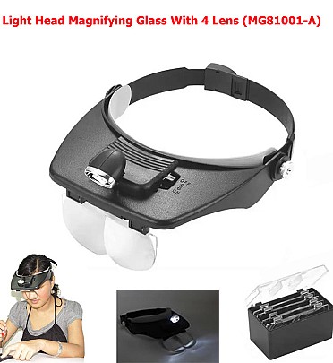 Light Head Magnifying Glass With 4 Lens (MG81001-A)