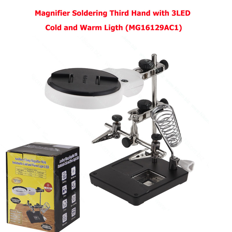 Magnifier Soldering Third Hand with 3LED Cold and Warm Ligth (MG16129AC1)
