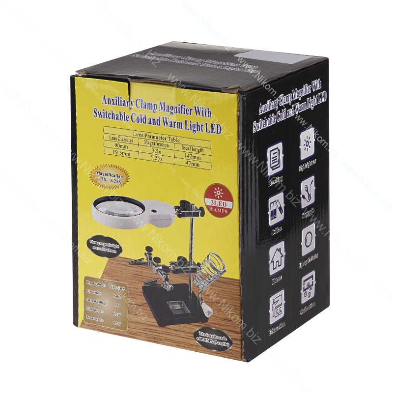 Magnifier Soldering Third Hand with 3LED Cold and Warm Ligth (MG16129AC1)