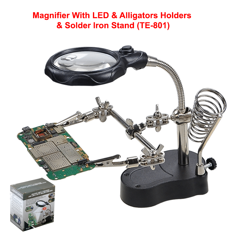 Magnifier With LED & Alligators Holders & Solder Iron Stand (TE-801)