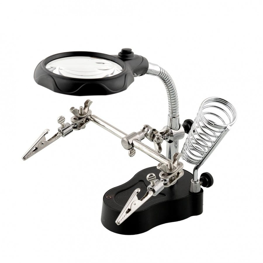 Magnifier With LED & Alligators Holders & Solder Iron Stand (TE-801)