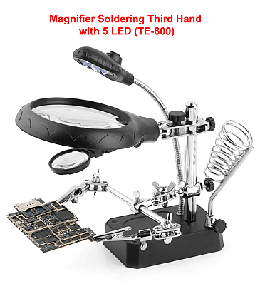 Magnifier Soldering Third Hand with 5 LED (TE-800)