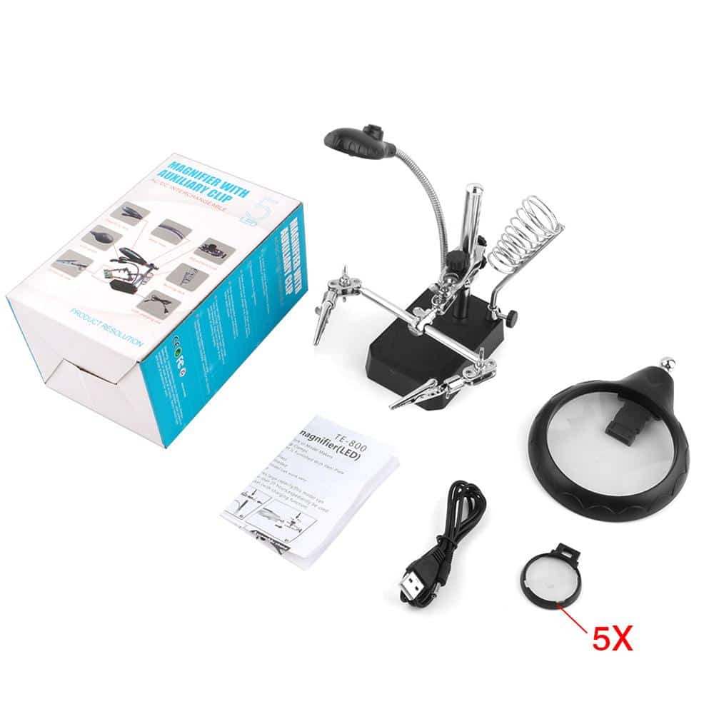 Magnifier Soldering Third Hand with 5 LED (TE-800)