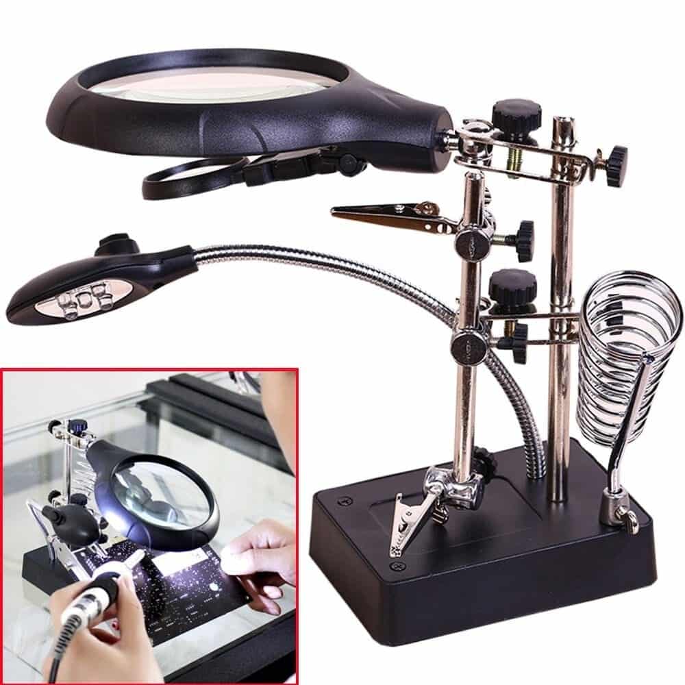 Magnifier Soldering Third Hand with 5 LED (TE-800)