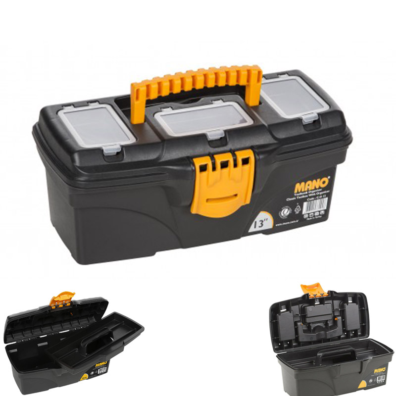 Plastic Tool Box C.OR-13″ Mano with Organizer - Made in Turkey