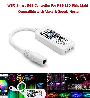WIFI Smart RGB Controller For RGB LED Strip Light Compatible with Alexa & Google Home