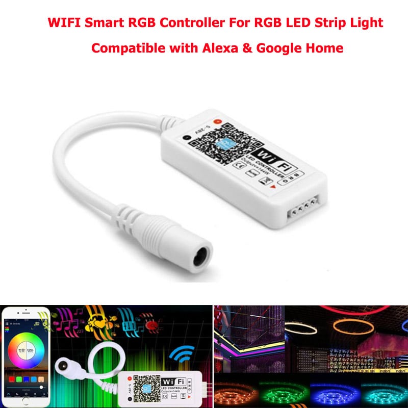 WIFI Smart RGB Controller For RGB LED Strip Light Compatible with Alexa & Google Home