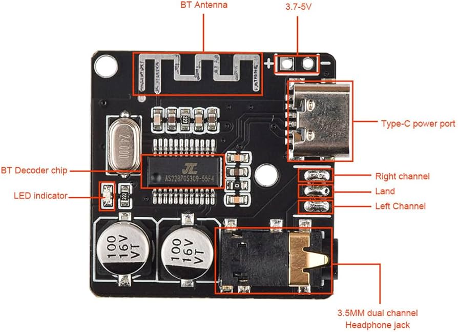 Bluetooth Audio Receiver Board Module (VHM-314) Type-C