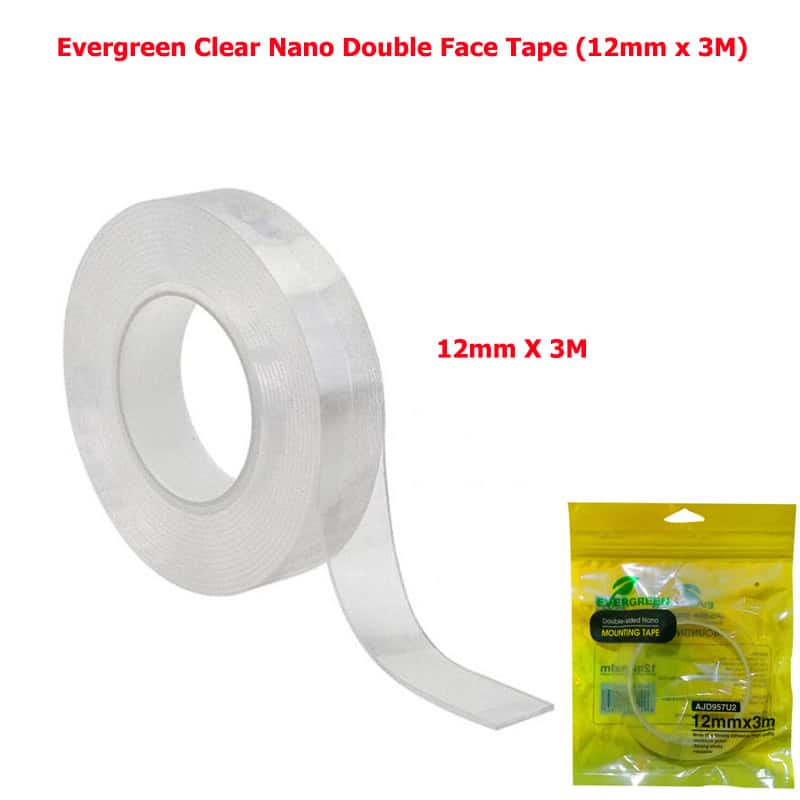 Evergreen Clear Nano Double Face Mounting Adhesive Tape Transparent (12mm Wide x 3M )