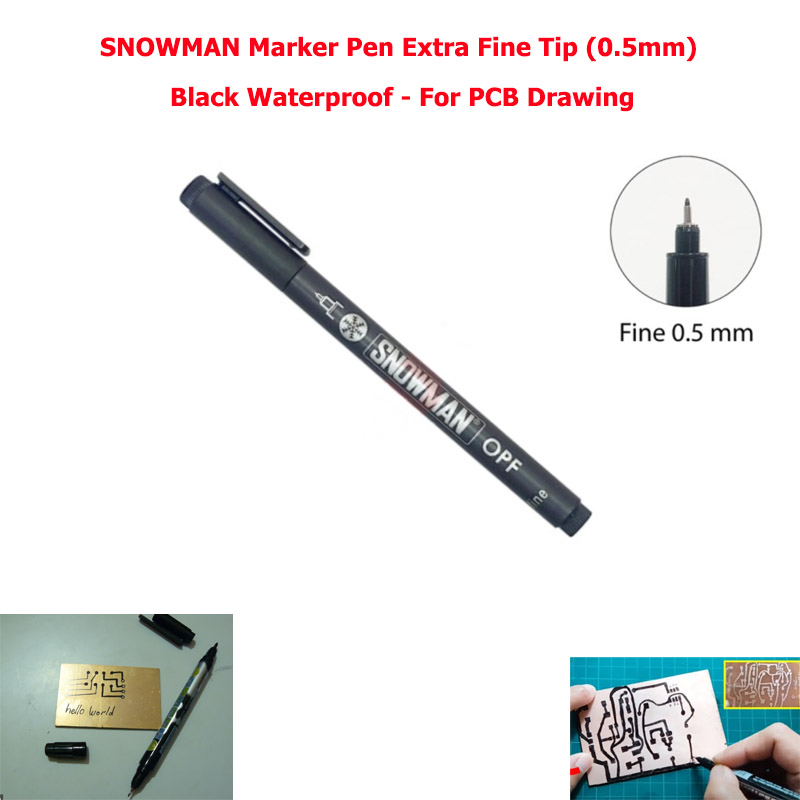 SNOWMAN Marker Pen Extra Fine Tip (0.5mm) Black Waterproof - For PCB Drawing