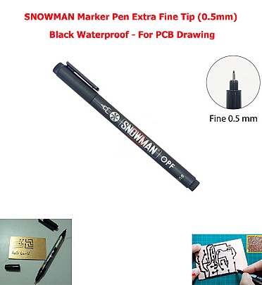 SNOWMAN Marker Pen Extra Fine Tip (0.5mm) Black Waterproof - For PCB Drawing