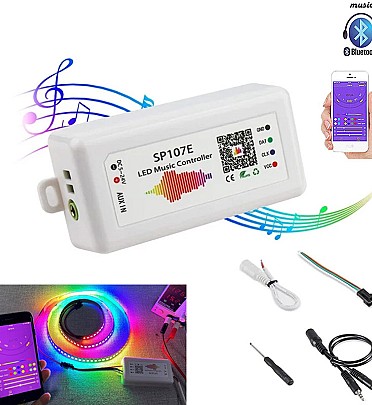 LED Controller with Bluetooth Control SP107E (960 px, RGB, WS2811, WS2812B, WS2813, SK6812) (5-24 V)